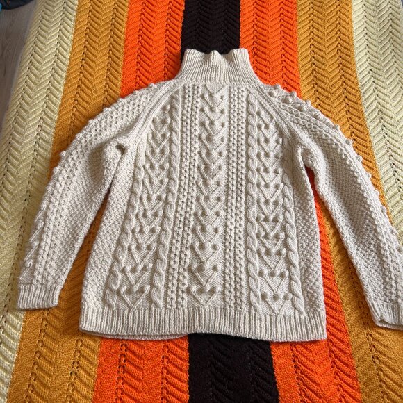 1990s handmade vintage button up wool fishermans aran cardigan! - Picture 15 of 16